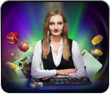 jili789 live casino dealer table with baccarat cards on screen